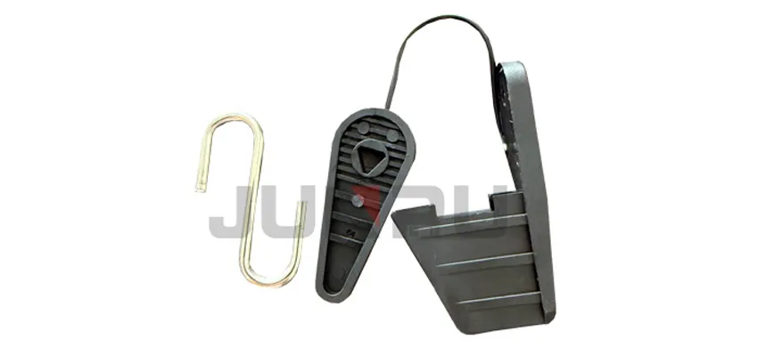 Zacisk do kabla światłowodowego z hakiem S do kabla spadowego, odpowiedni do średnicy kabla 2x5/3-4 mm